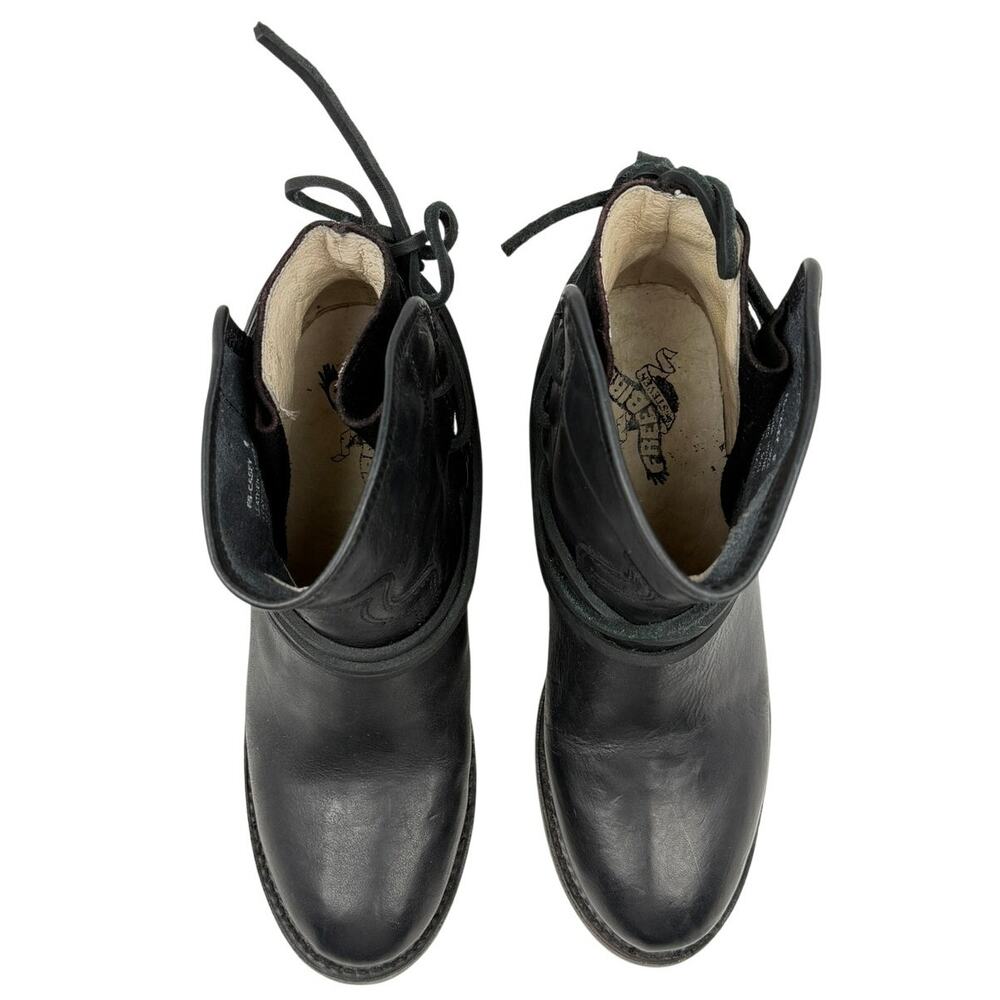 Freebird by Steven Black Leather Wrapped Lace Heeled Booties - Picture 2 of 9